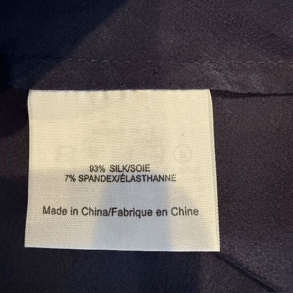 Tory Burch Silk Sleeveless Ruffle Front Blouse Navy Blue Keyhole Button Size 0 - Picture 4 of 8